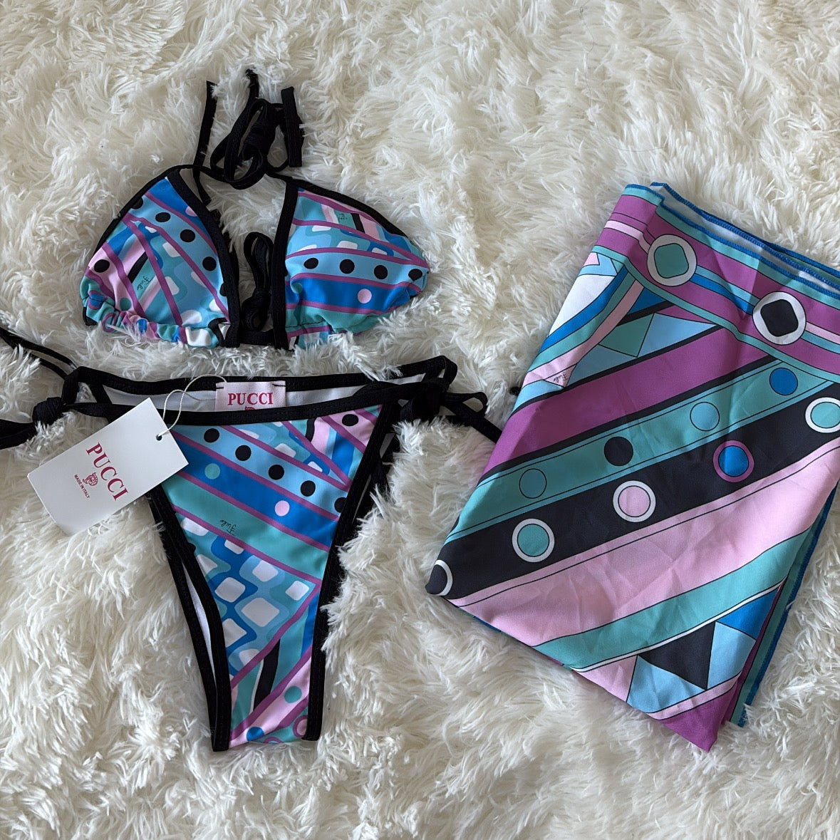Two Piece Swimsuit with Scarf