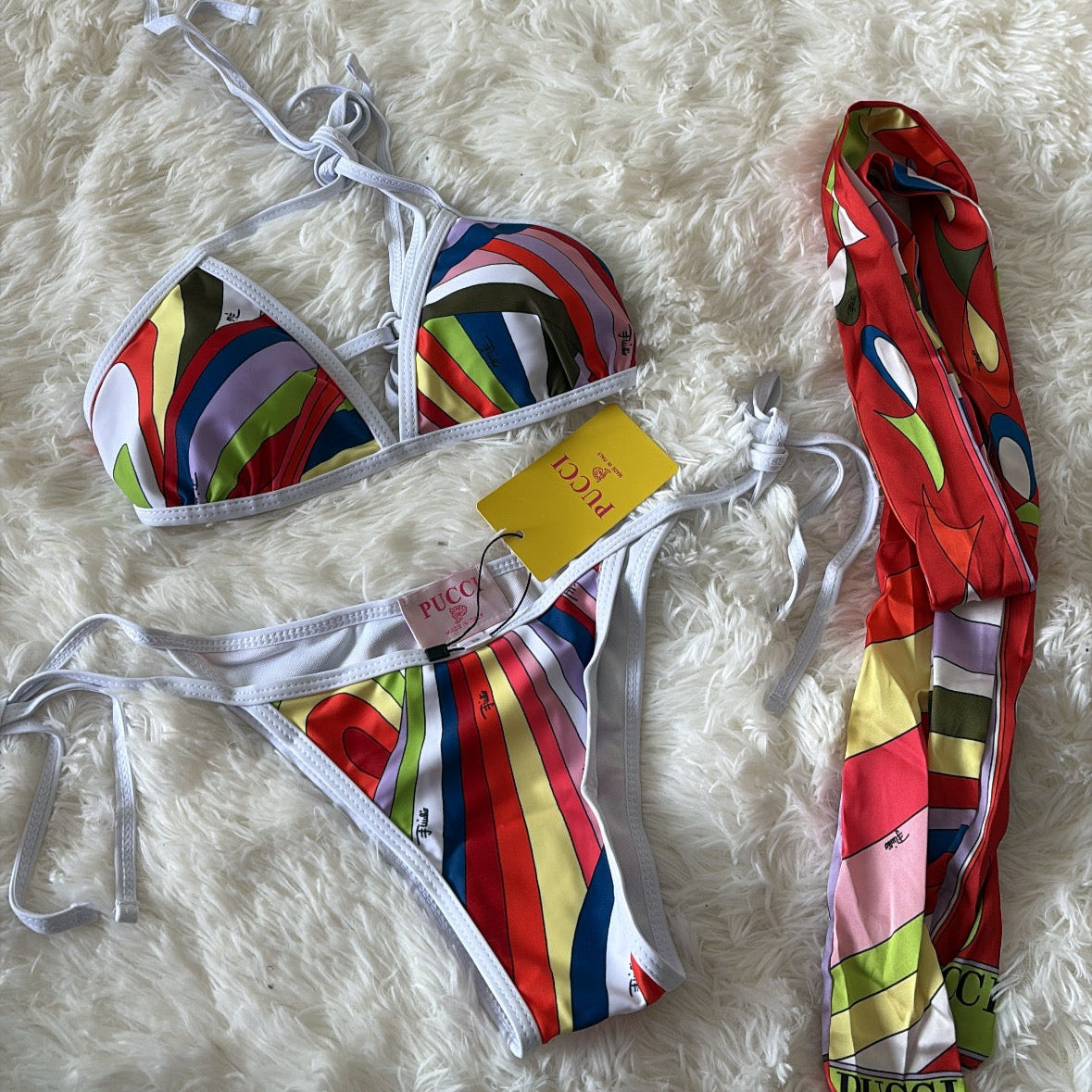 Two Piece Swimsuit with Scarf