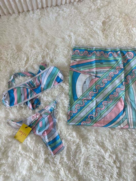 Two Piece Swimsuit with Scarf