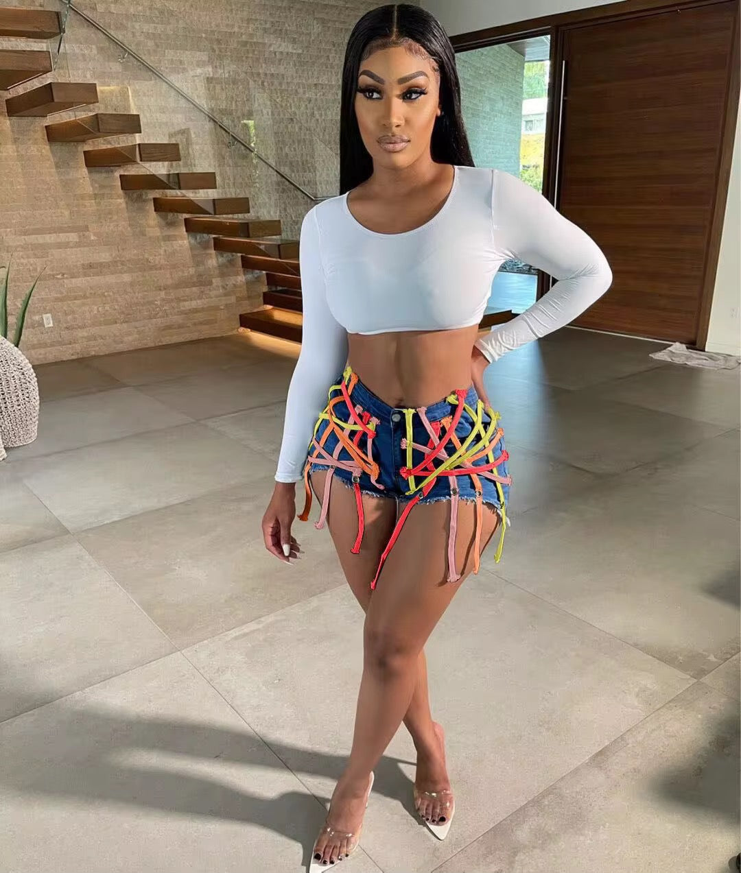 Multicolor String Shorts