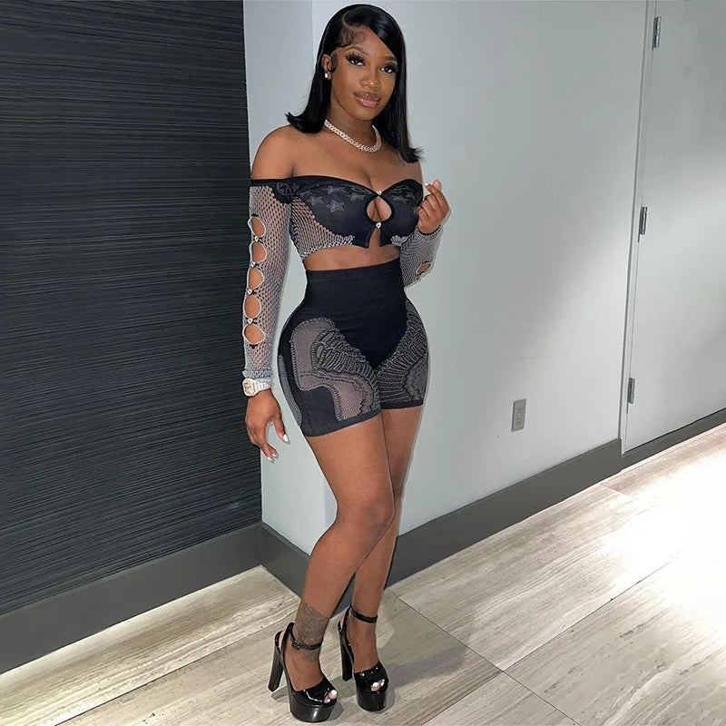 Long Sleeve Mesh Two Piece
